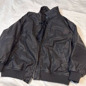 Faux leather bomber jacket